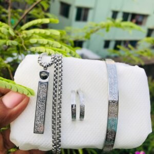 3in1 Combo ব্রেসলেট + চেইনসহ লকেট + আঙটি – Silver