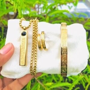 3in1 Combo ব্রেসলেট + চেইনসহ লকেট + আঙটি – Golden